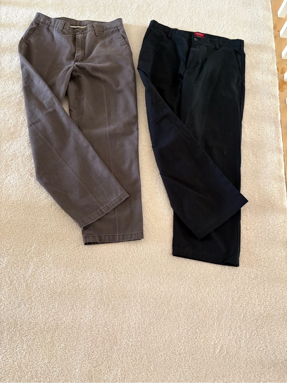 Lot of 2 Men's Casual Pants - Merona Black,33/30 & Lee Performance Gray,34/30